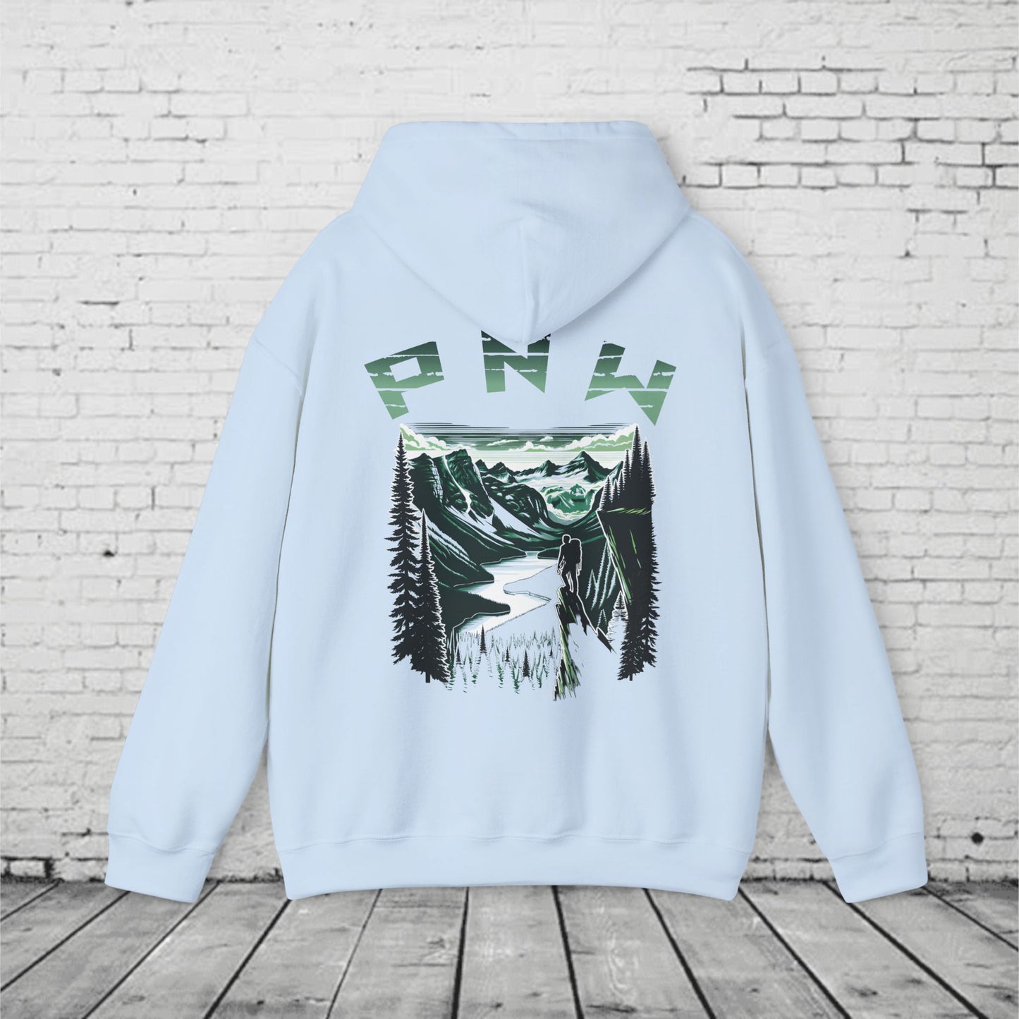 Pacific Northwest Adventure Hoodie – PNW Mountain Climber Graphic Hooded Sweatshirt