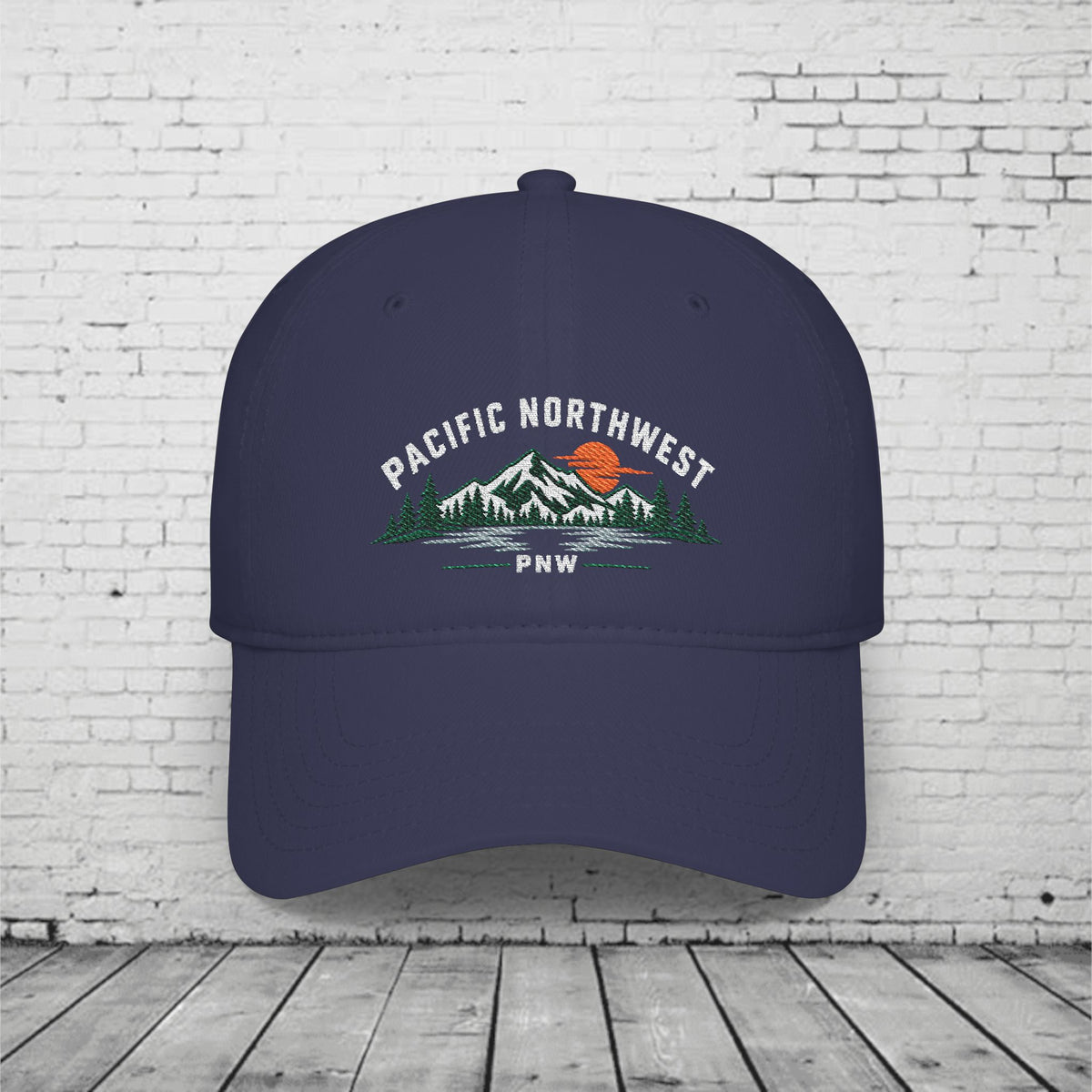 Pacific Northwest Embroidered Low Profile Cap – PNW Mountain & Evergreen Dad Hat