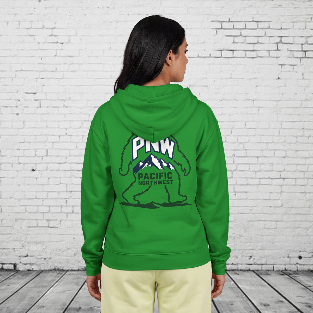 PNW Sasquatch Full Zip Hoodie – Pacific Northwest Bigfoot Mountain Graphic Sweatshirt