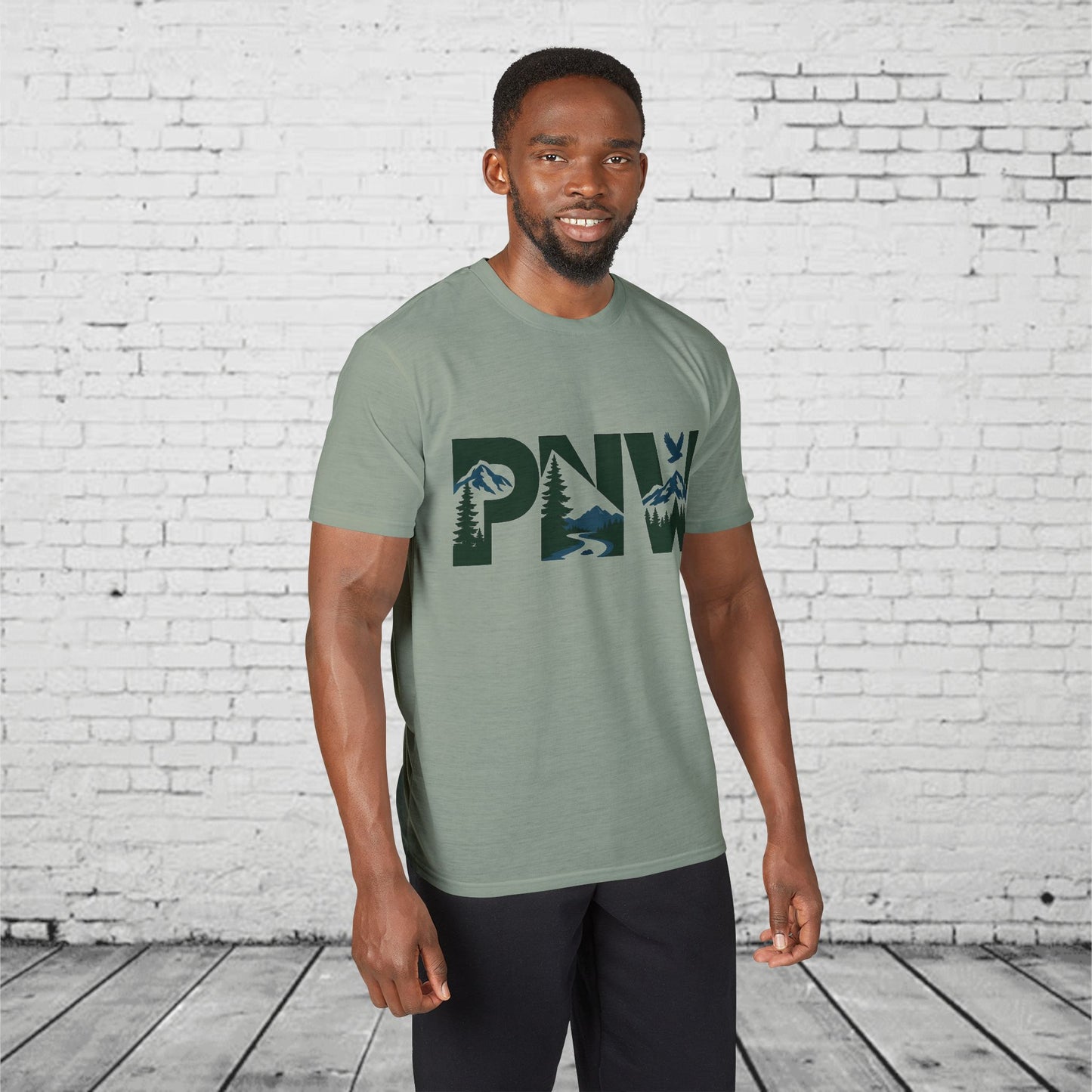 PNW Performance T-Shirt | Pacific Northwest Mountain & Evergreen Moisture-Wicking Athletic Tee