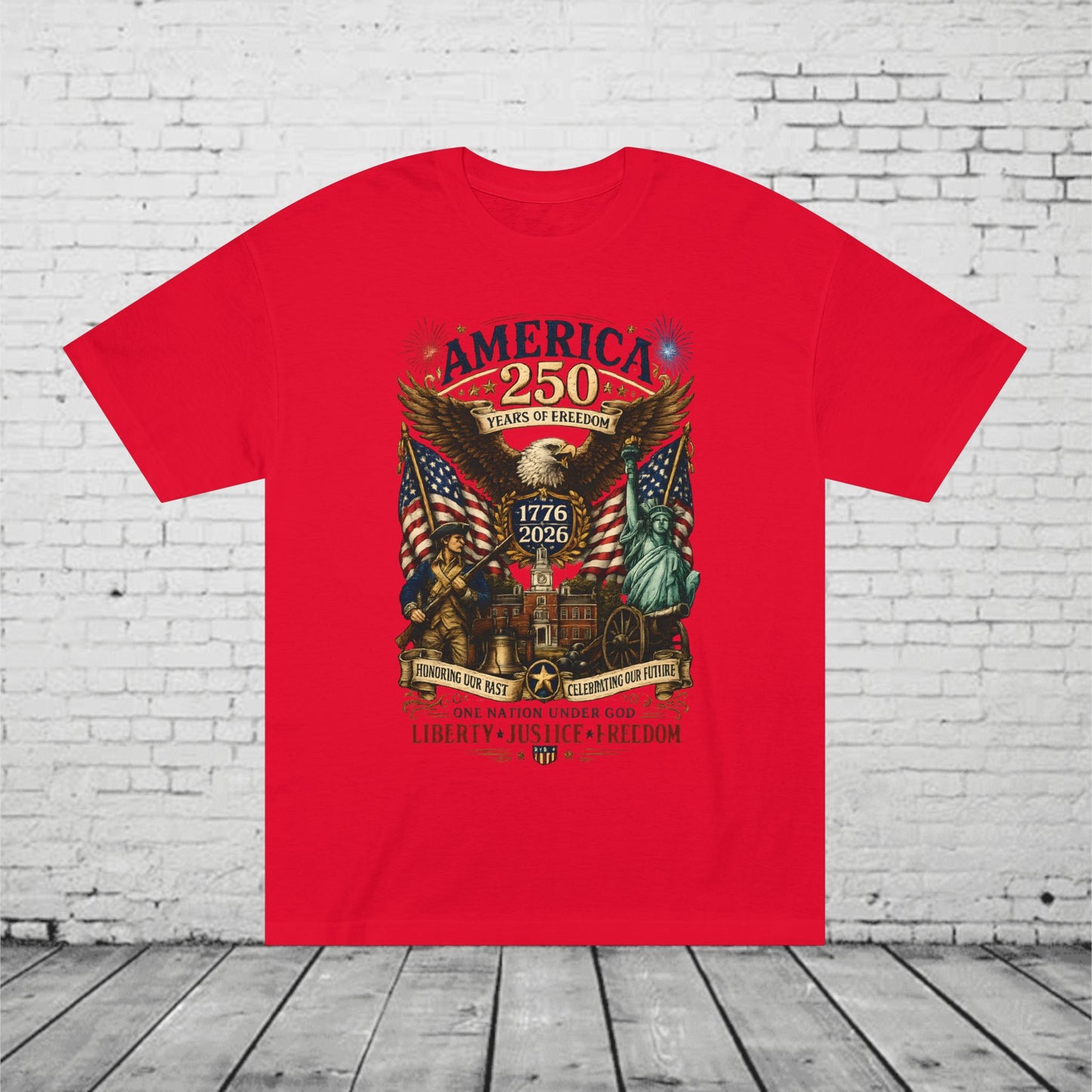 America 250 Patriotic T-Shirt | 1776–2026 Eagle, Liberty Bell & Statue of Liberty Graphic Tee | Semiquincentennial Unisex Shirt