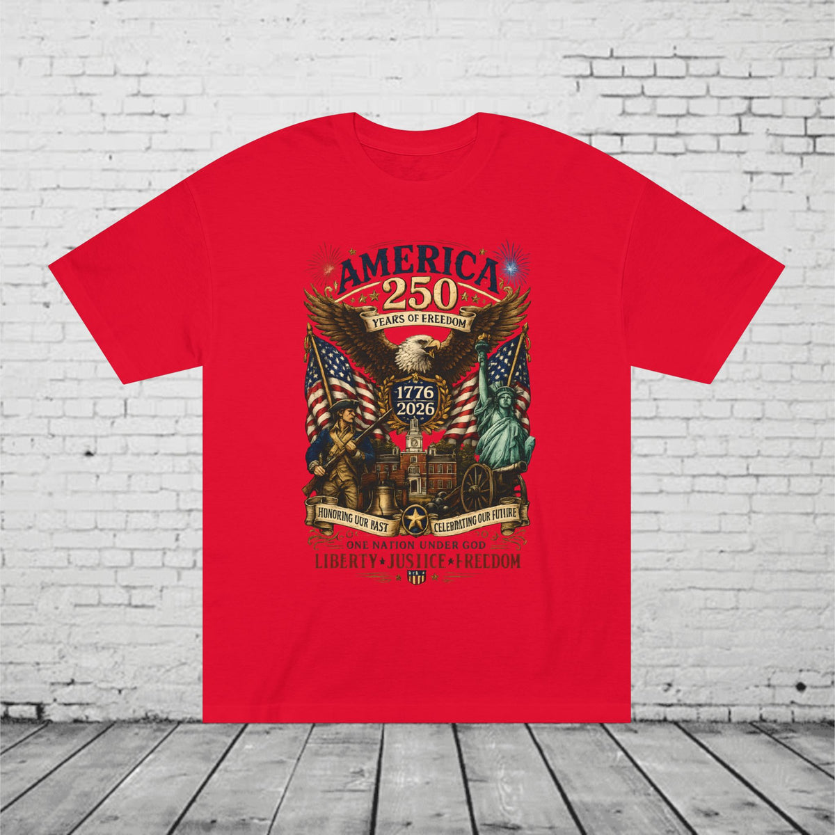 America 250 Patriotic T-Shirt | 1776–2026 Eagle, Liberty Bell & Statue of Liberty Graphic Tee | Semiquincentennial Unisex Shirt