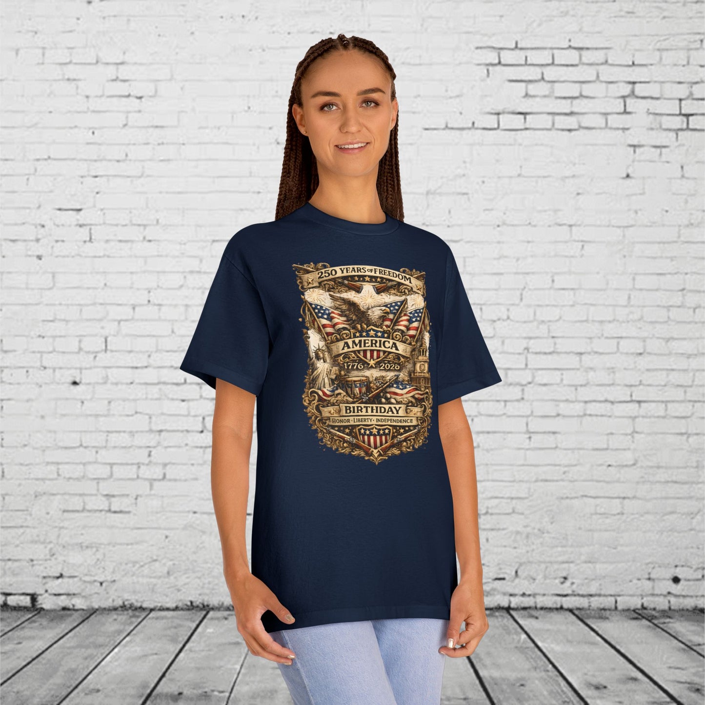 America 250 Birthday Patriotic T-Shirt | 1776–2026 Eagle, Liberty & Independence Graphic Tee | Semiquincentennial Unisex Shirt