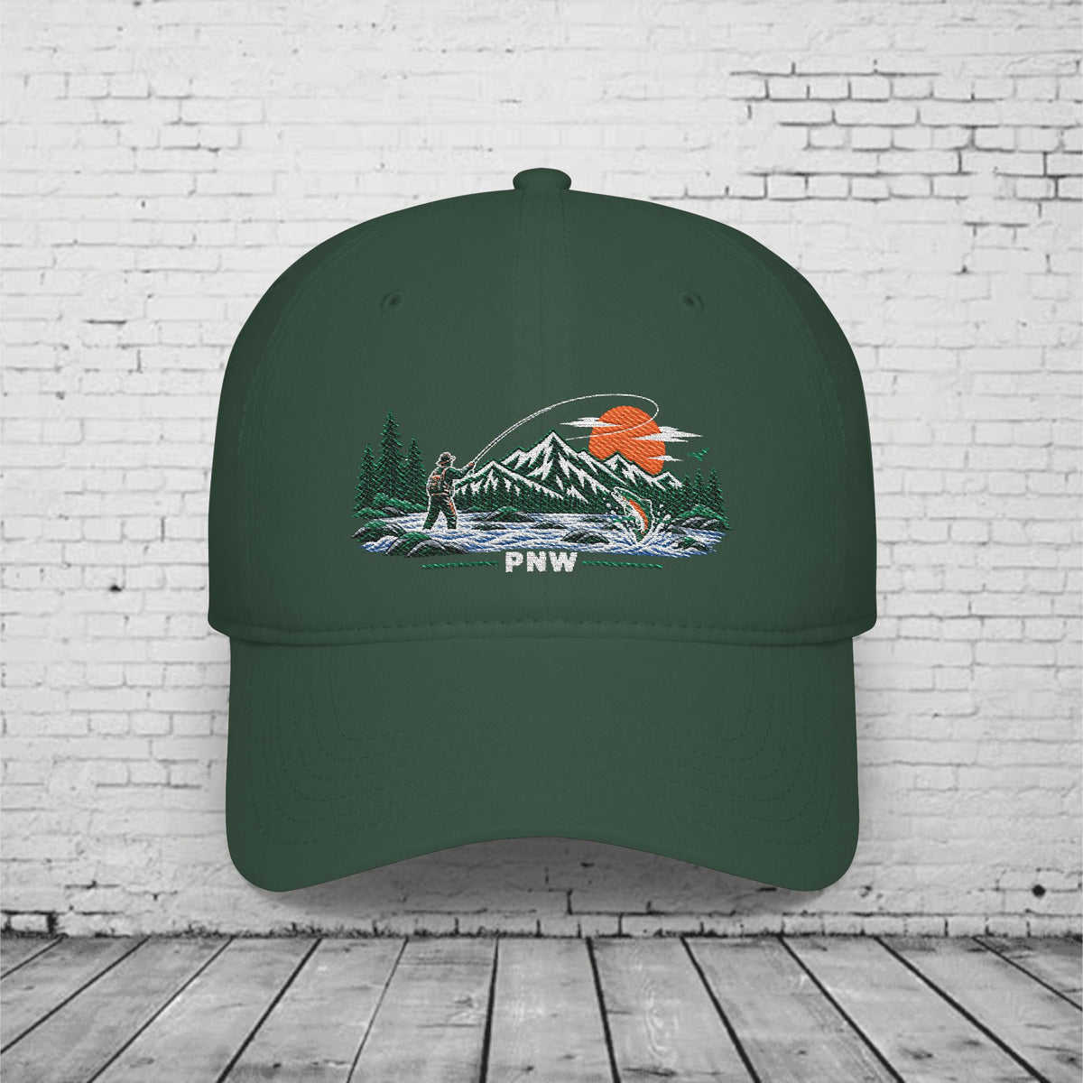 PNW Fly Fishing Embroidered Low Profile Cap – Pacific Northwest Trout & Mountain Hat