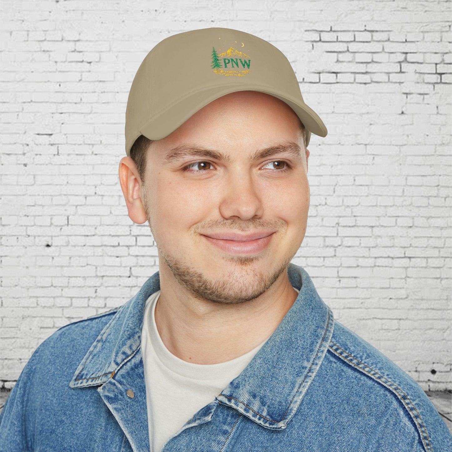 PNW Mountain & Pine Tree Baseball Cap | Pacific Northwest Outdoor Adventure Hat with Hidden Sasquatch