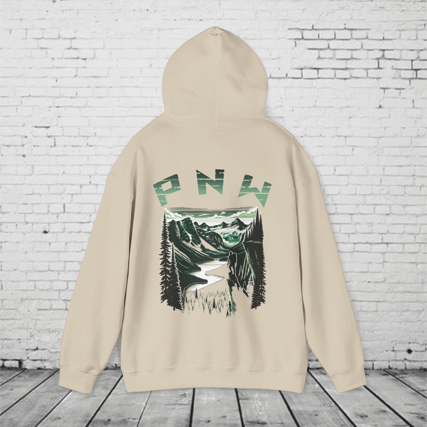 Pacific Northwest Adventure Hoodie – PNW Mountain Climber Graphic Hooded Sweatshirt
