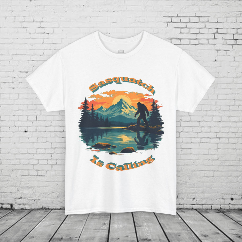 Sasquatch Is Calling T-Shirt | Vintage Bigfoot Sunset Graphic | Nature Lover Tee
