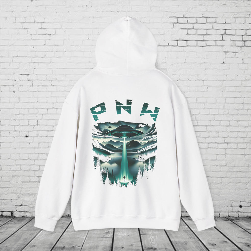 PNW Alien Abduction Hoodie – Retro UFO Pacific Northwest Sci-Fi Sweatshirt