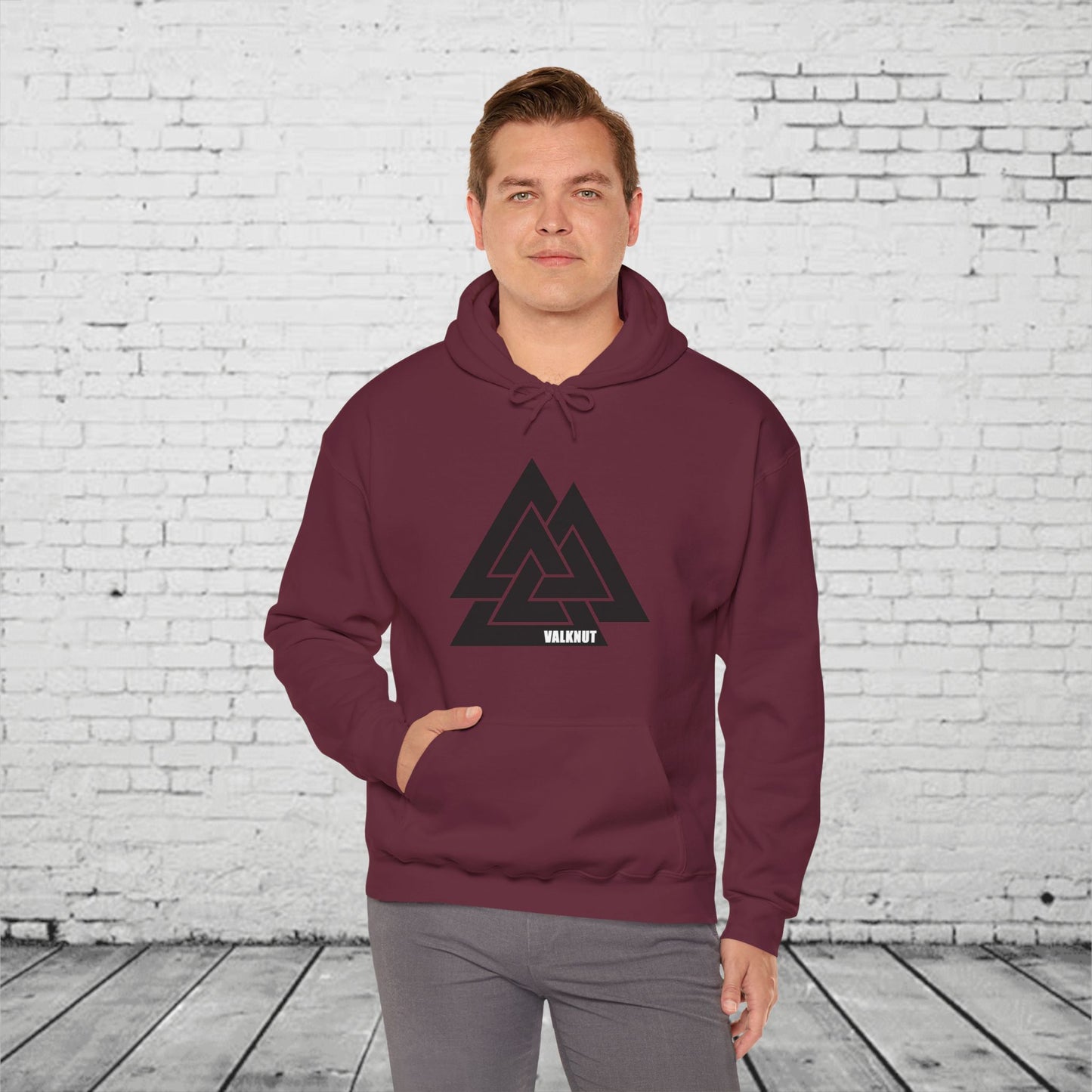 Valknut Symbol Hoodie | Norse Mythology Ancient Knot Design | Viking Rune Graphic Sweatshirt