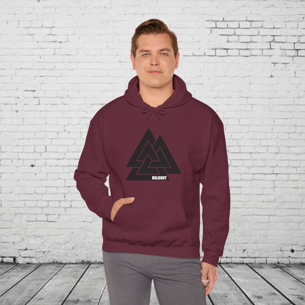 Valknut Symbol Hoodie | Norse Mythology Ancient Knot Design | Viking Rune Graphic Sweatshirt