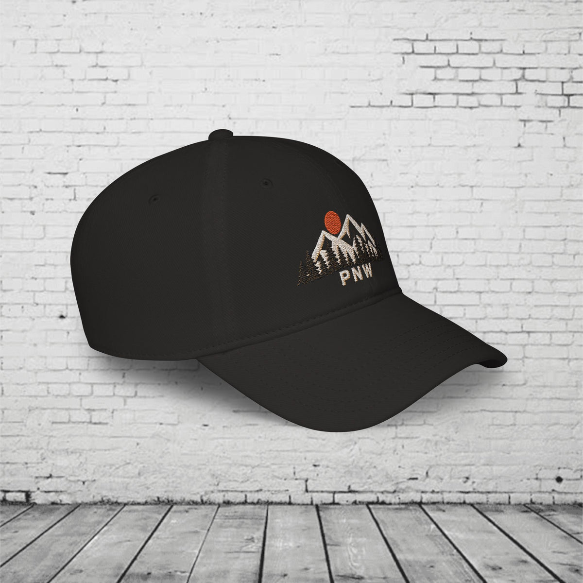 PNW Ridgeline Embroidered Low Profile Cap – Pacific Northwest Mountain & Evergreen Dad Hat
