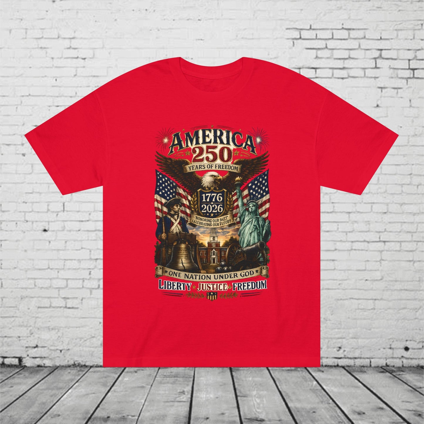 America 250 Patriotic T-Shirt | 1776–2026 Eagle, Liberty Bell & Statue of Liberty Tee | One Nation Under God Semiquincentennial Unisex Shirt