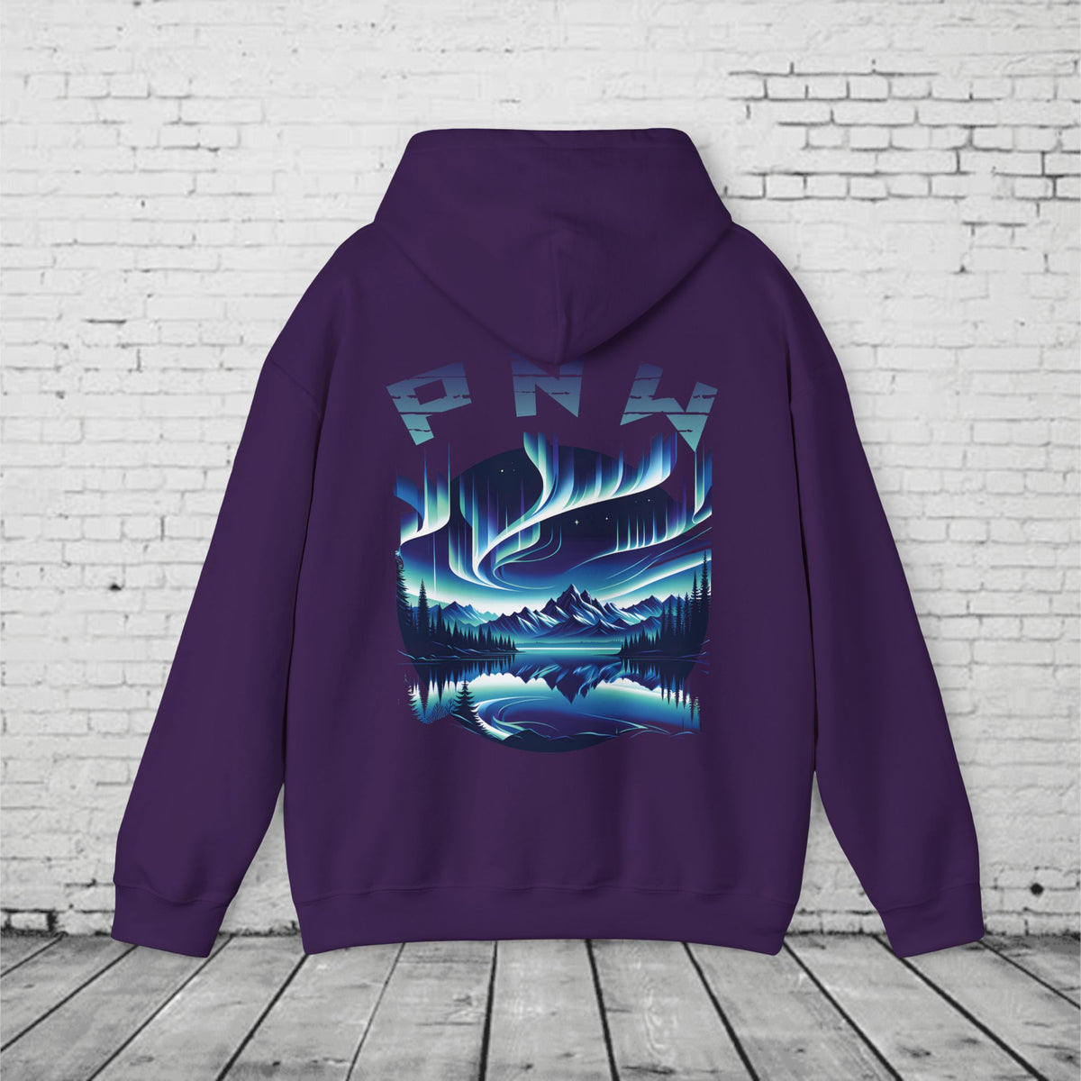 PNW Northern Lights Hoodie – Pacific Northwest Aurora Borealis Sweatshirt | Unisex Heavy Blend