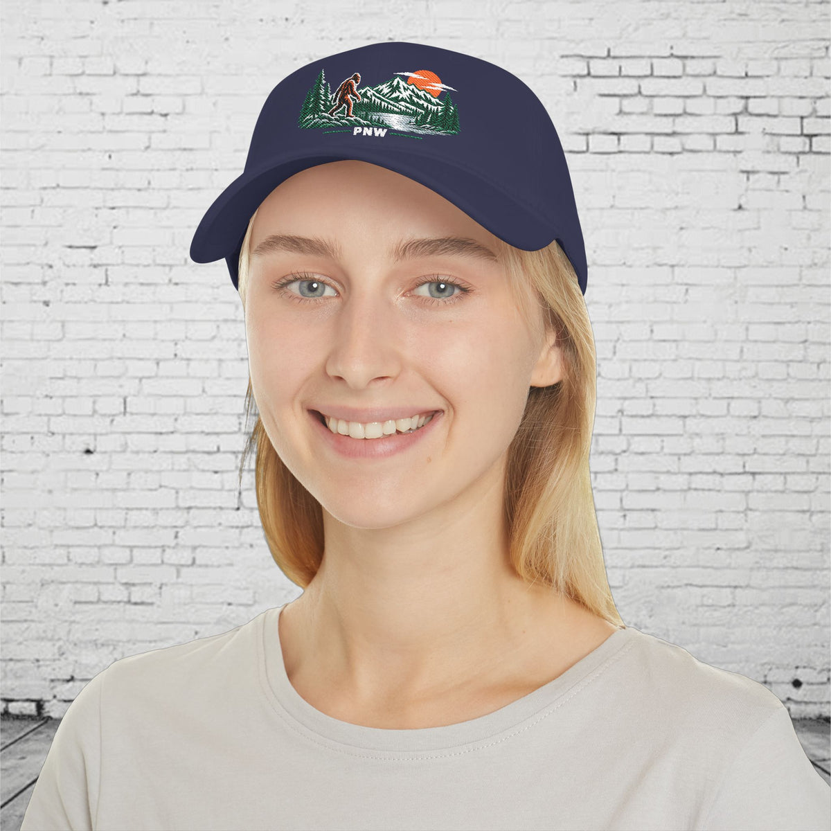 PNW Sasquatch Embroidered Low Profile Cap – Pacific Northwest Bigfoot Mountain Hat