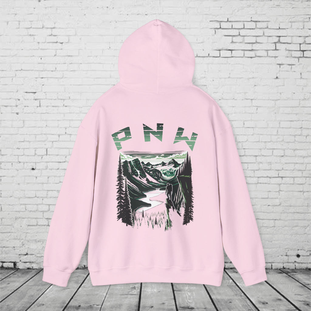 Pacific Northwest Adventure Hoodie – PNW Mountain Climber Graphic Hooded Sweatshirt