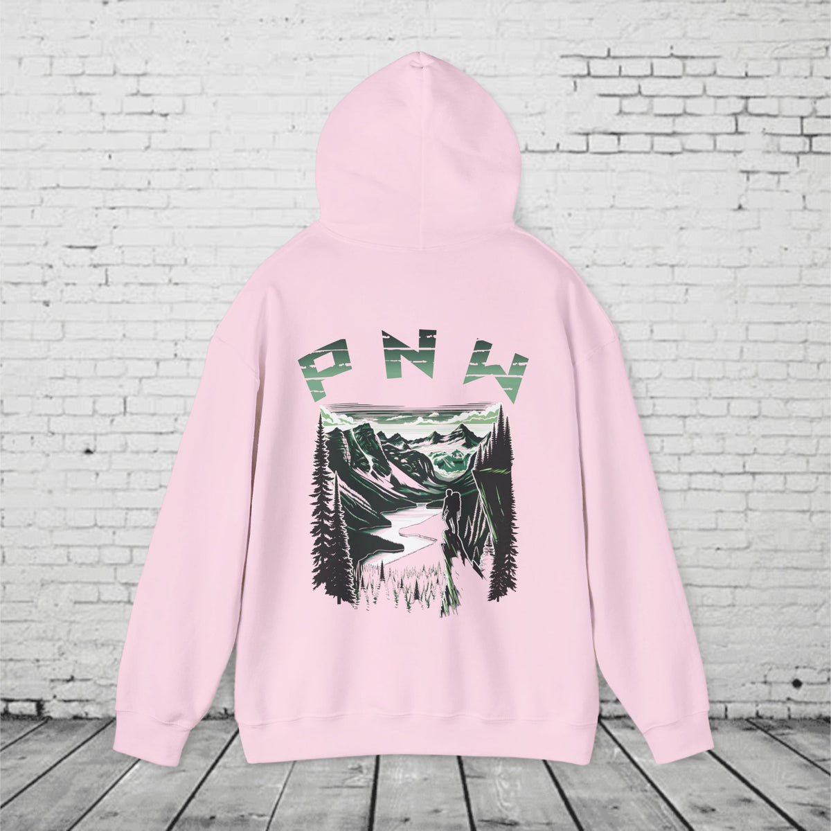 Pacific Northwest Adventure Hoodie – PNW Mountain Climber Graphic Hooded Sweatshirt