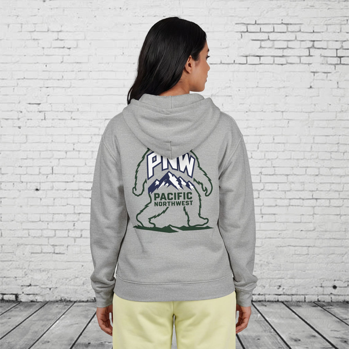 PNW Sasquatch Full Zip Hoodie – Pacific Northwest Bigfoot Mountain Graphic Sweatshirt