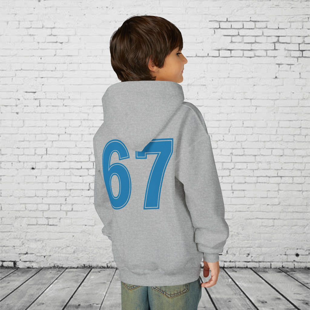6 7 Kids Hoodie | Charlotte Hornets Blue Number Hoodie | Youth Sports Team Style Sweatshirt | Bold Blue 6 7 Hoodie for Boys & Girls