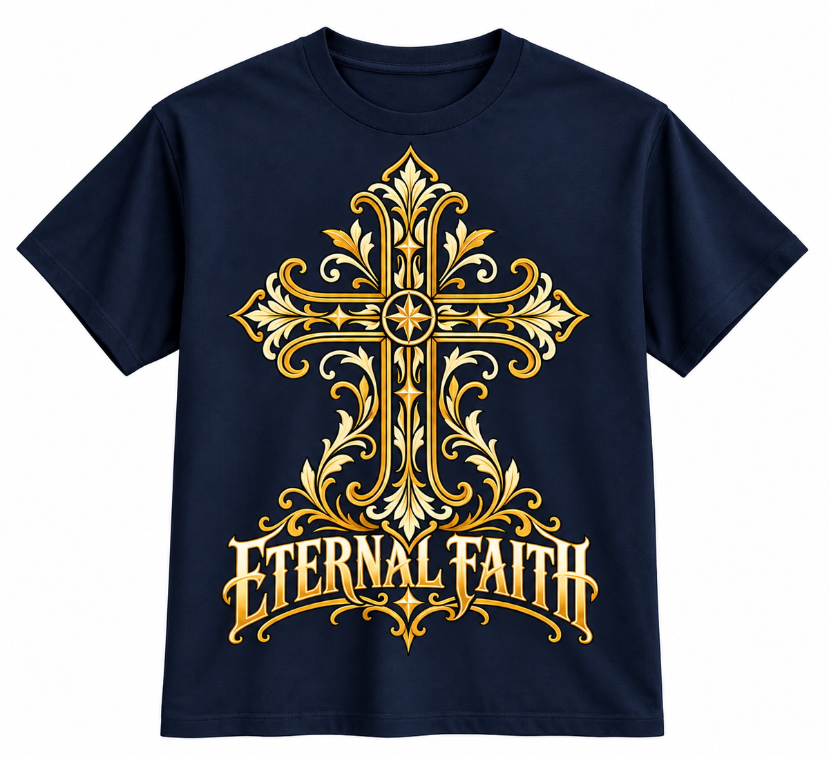 Eternal Faith Ornate Christian Cross Unisex Heavy Cotton T-Shirt