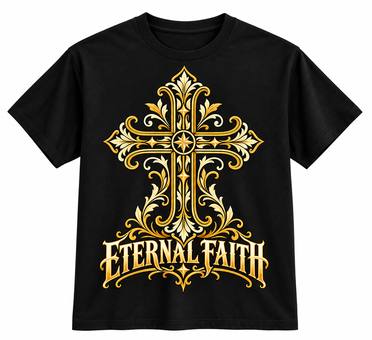 Eternal Faith Ornate Christian Cross Unisex Heavy Cotton T-Shirt