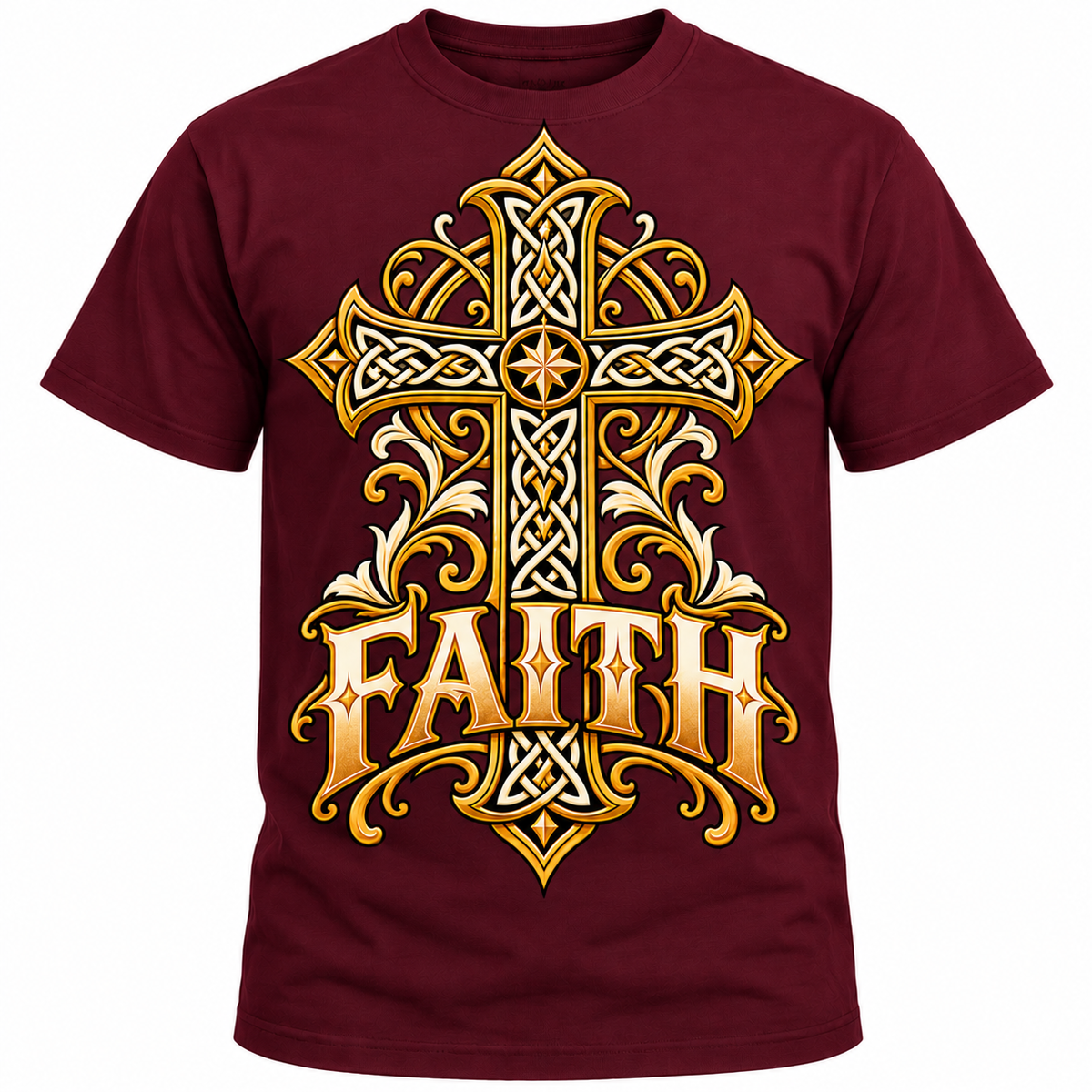 Celtic Faith Ornate Christian Cross Unisex Heavy Cotton T-Shirt