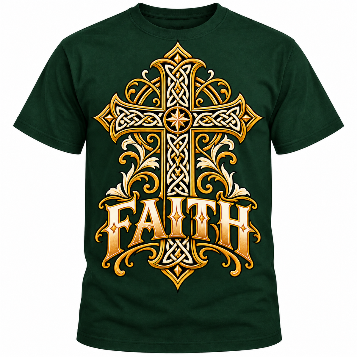 Celtic Faith Ornate Christian Cross Unisex Heavy Cotton T-Shirt