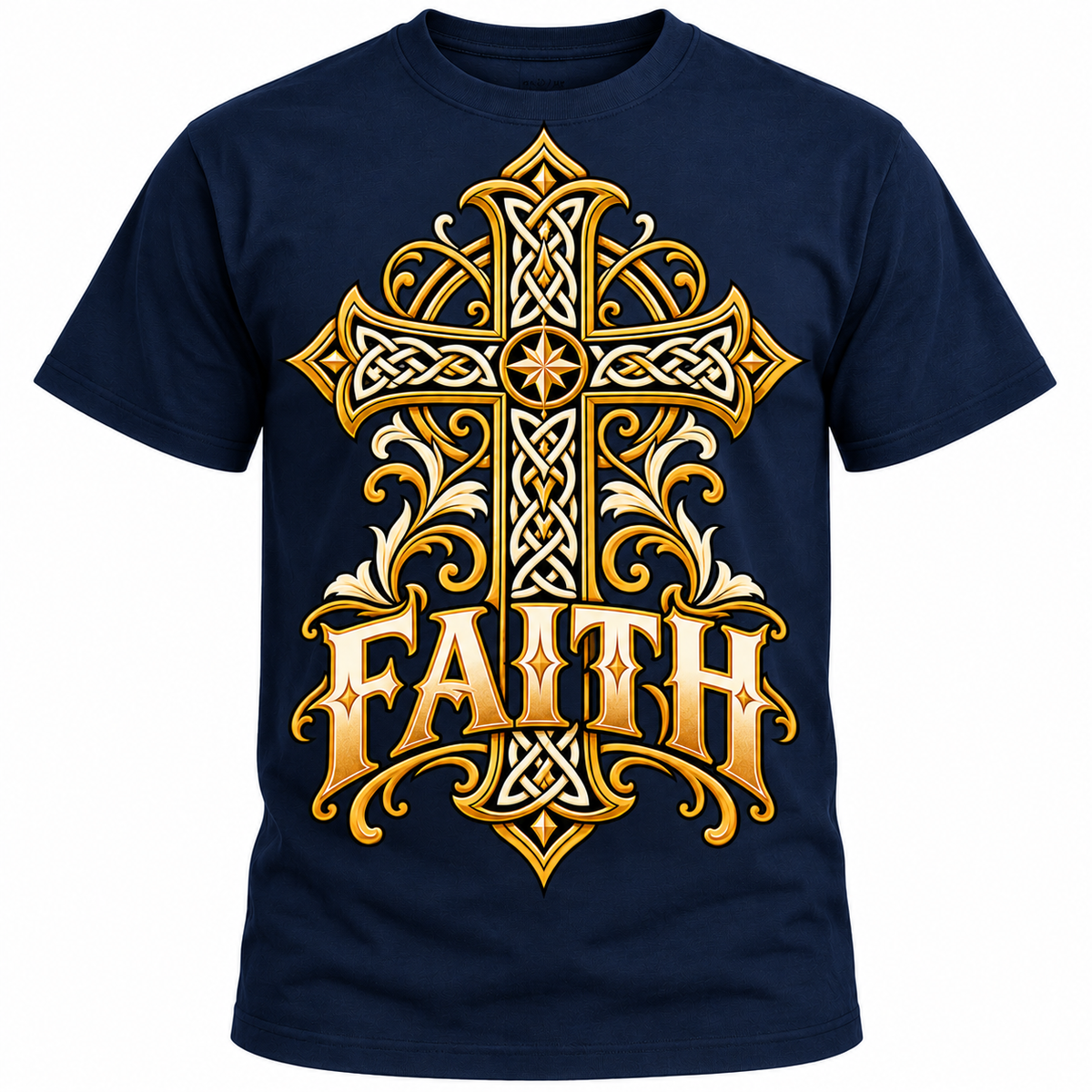 Celtic Faith Ornate Christian Cross Unisex Heavy Cotton T-Shirt