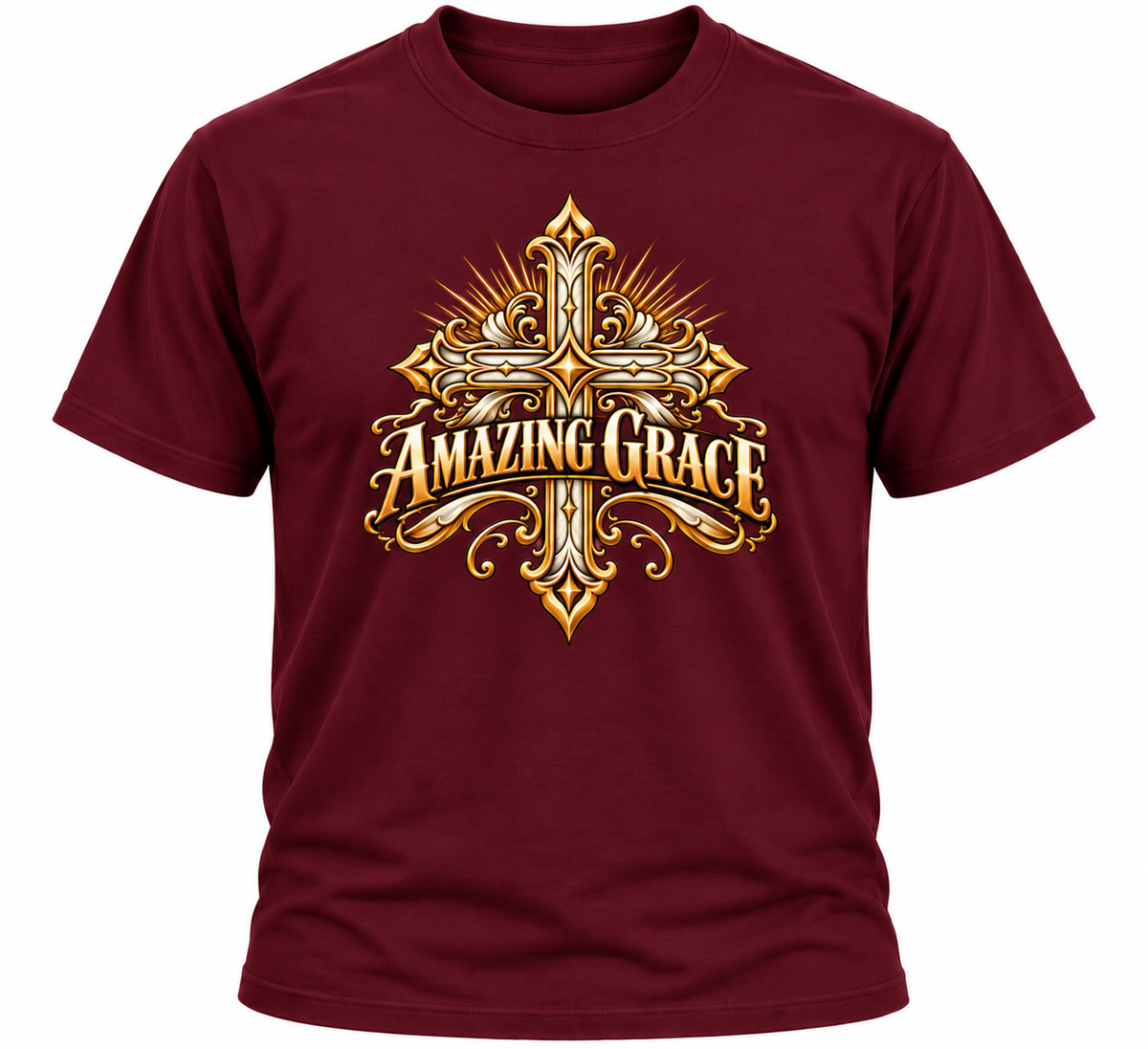 Amazing Grace Ornate Christian Cross Unisex Heavy Cotton T-Shirt
