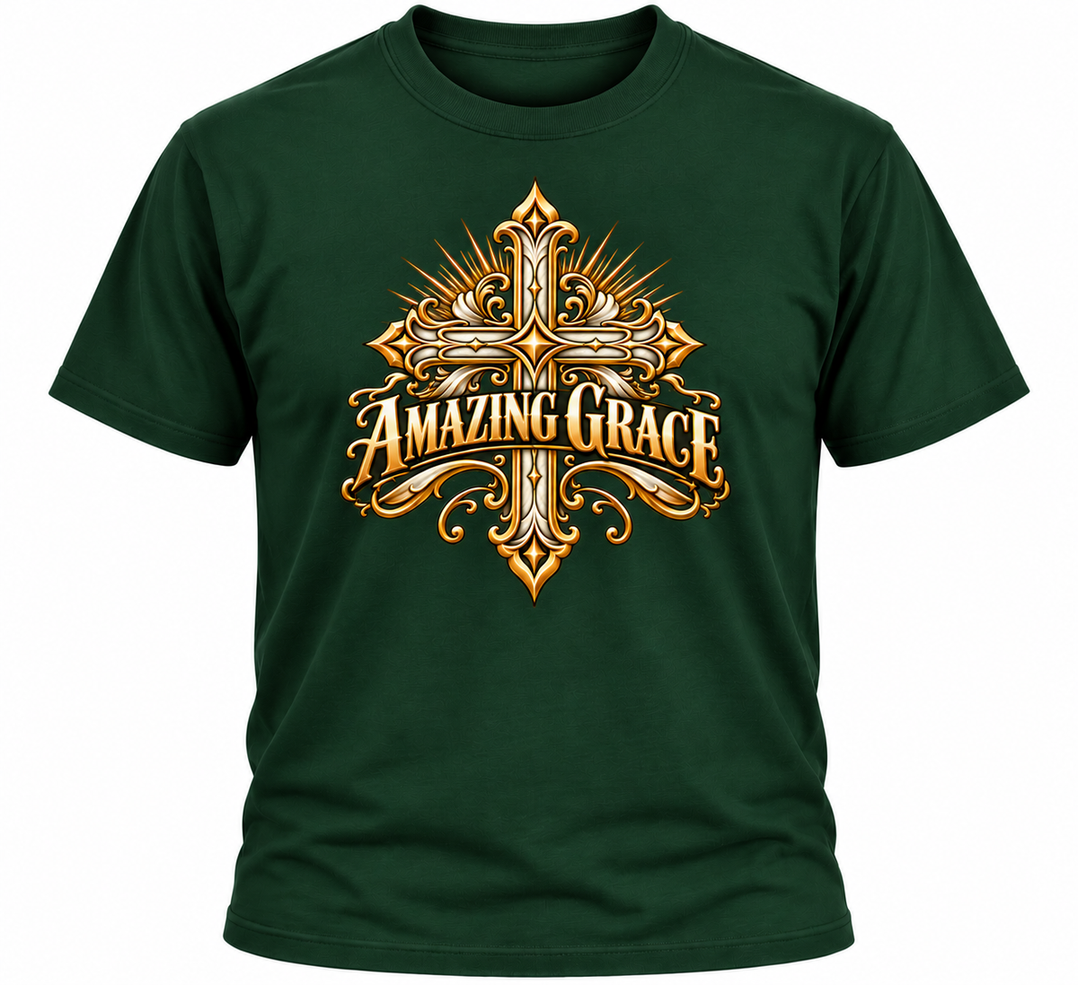 Amazing Grace Ornate Christian Cross Unisex Heavy Cotton T-Shirt