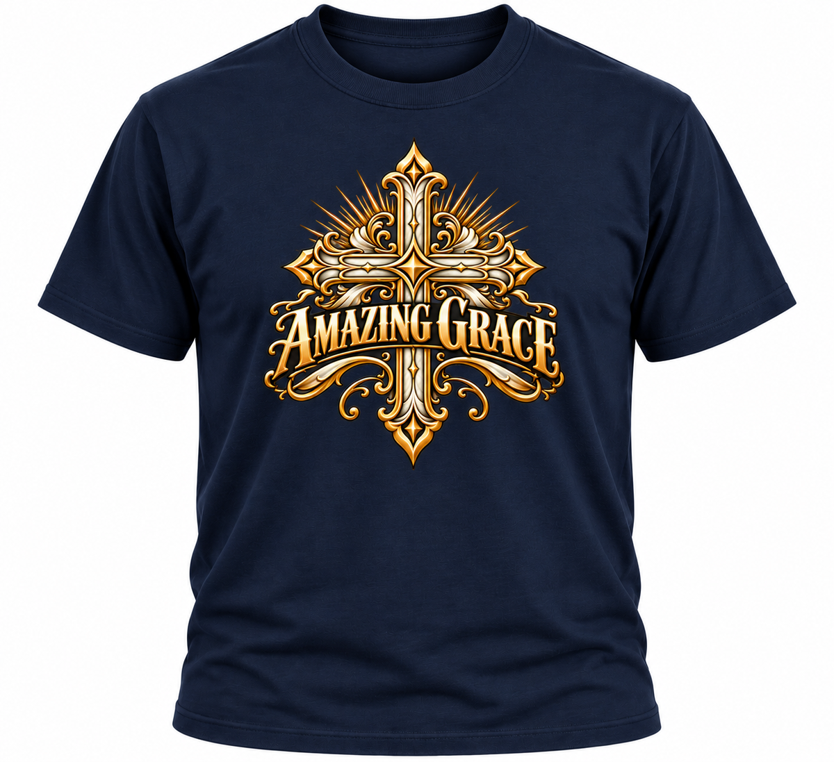 Amazing Grace Ornate Christian Cross Unisex Heavy Cotton T-Shirt