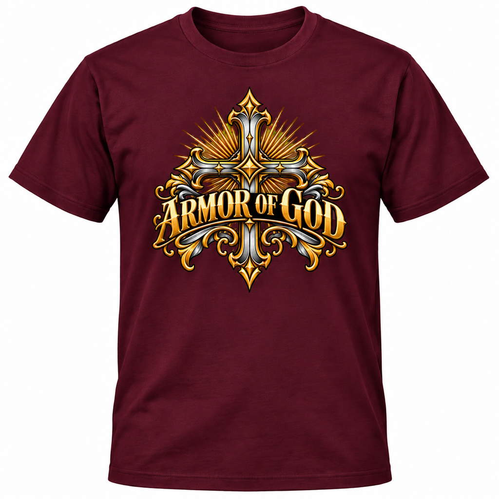 Armor of God Ornate Christian Cross Unisex Heavy Cotton T-Shirt