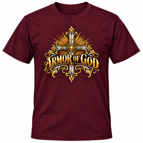 Armor of God Ornate Christian Cross Unisex Heavy Cotton T-Shirt