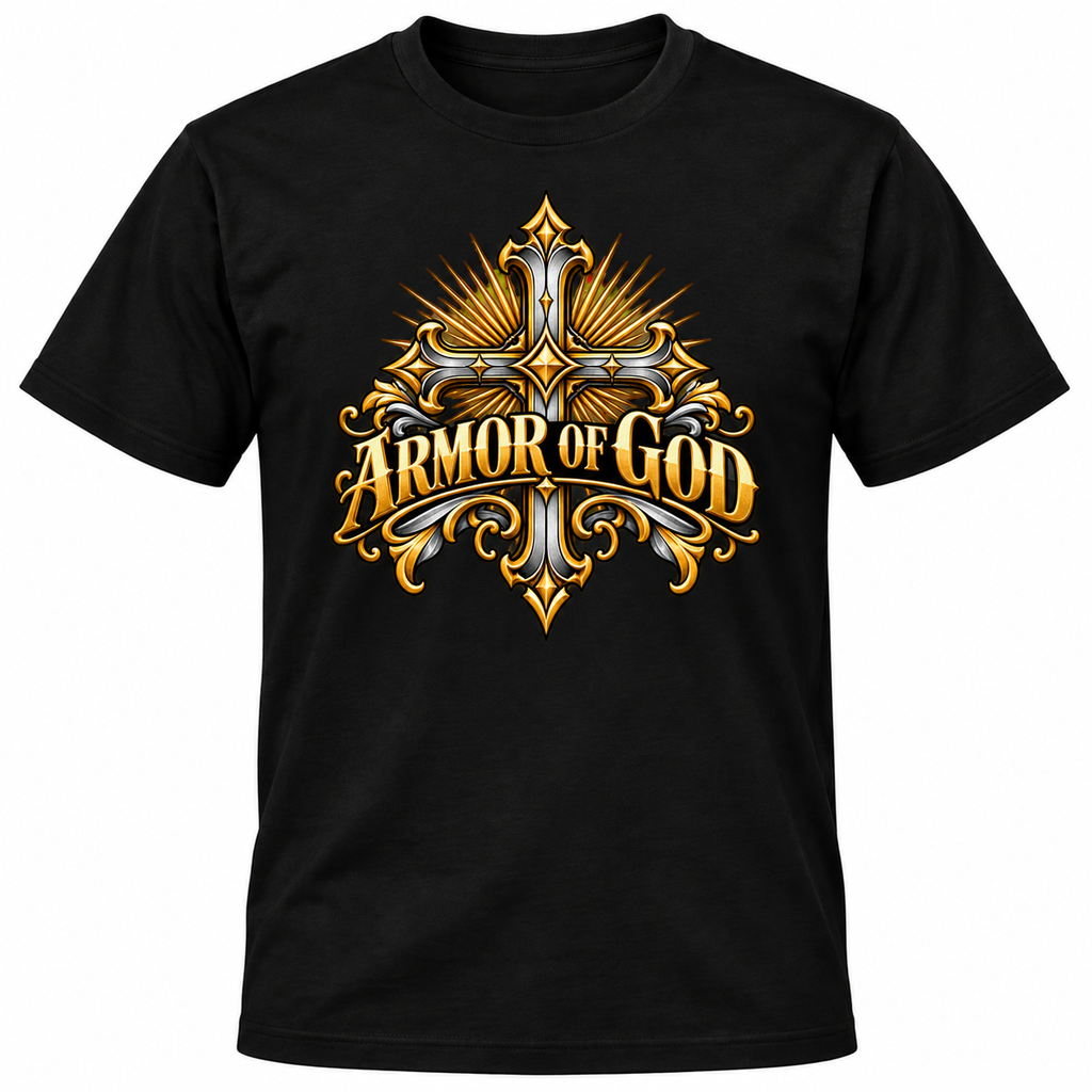 Armor of God Ornate Christian Cross Unisex Heavy Cotton T-Shirt