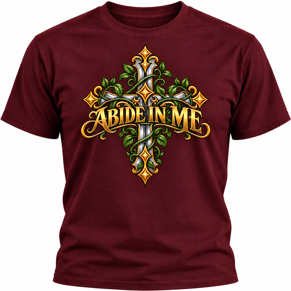 Abide in Me Ornate Christian Cross Unisex Heavy Cotton T-Shirt