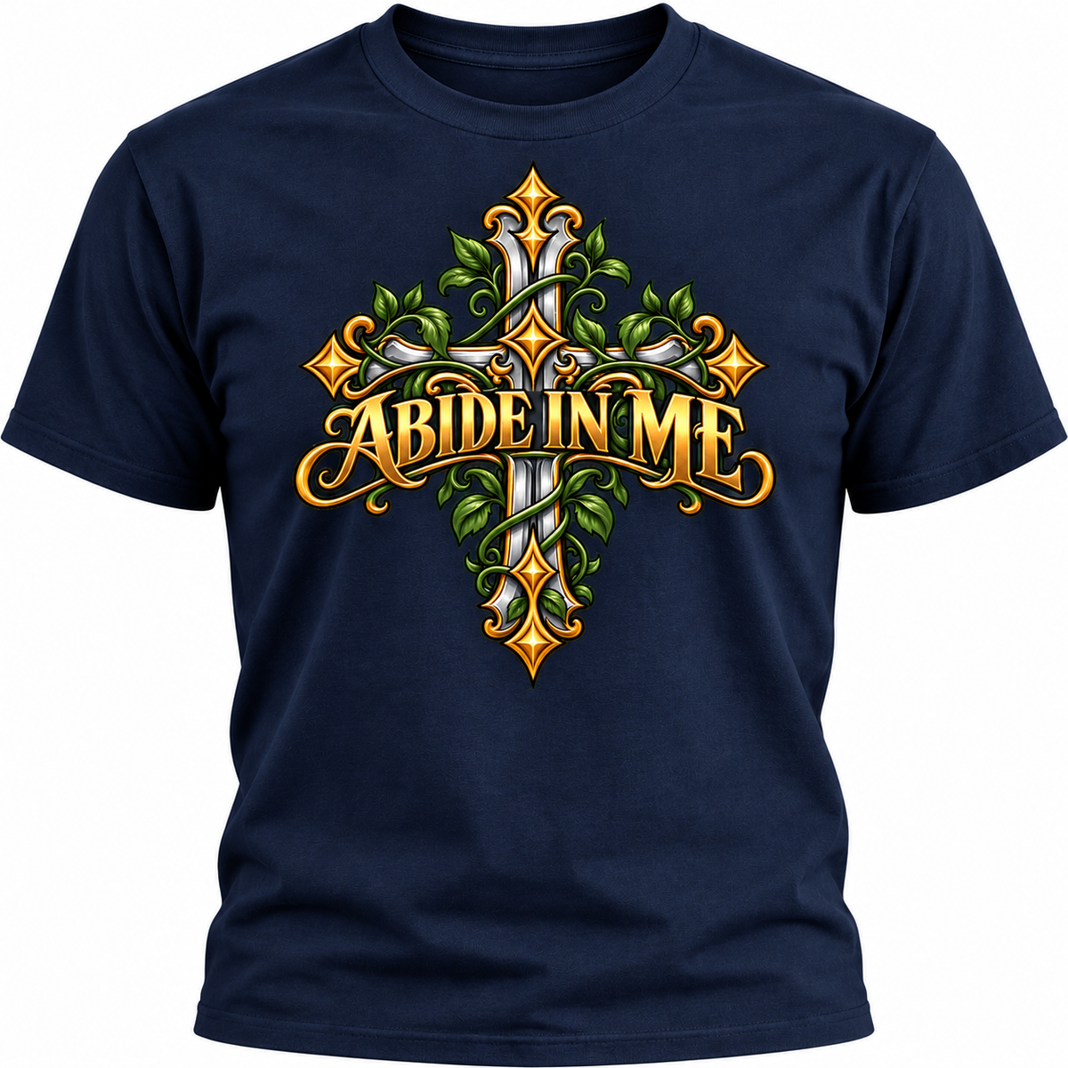 Abide in Me Ornate Christian Cross Unisex Heavy Cotton T-Shirt