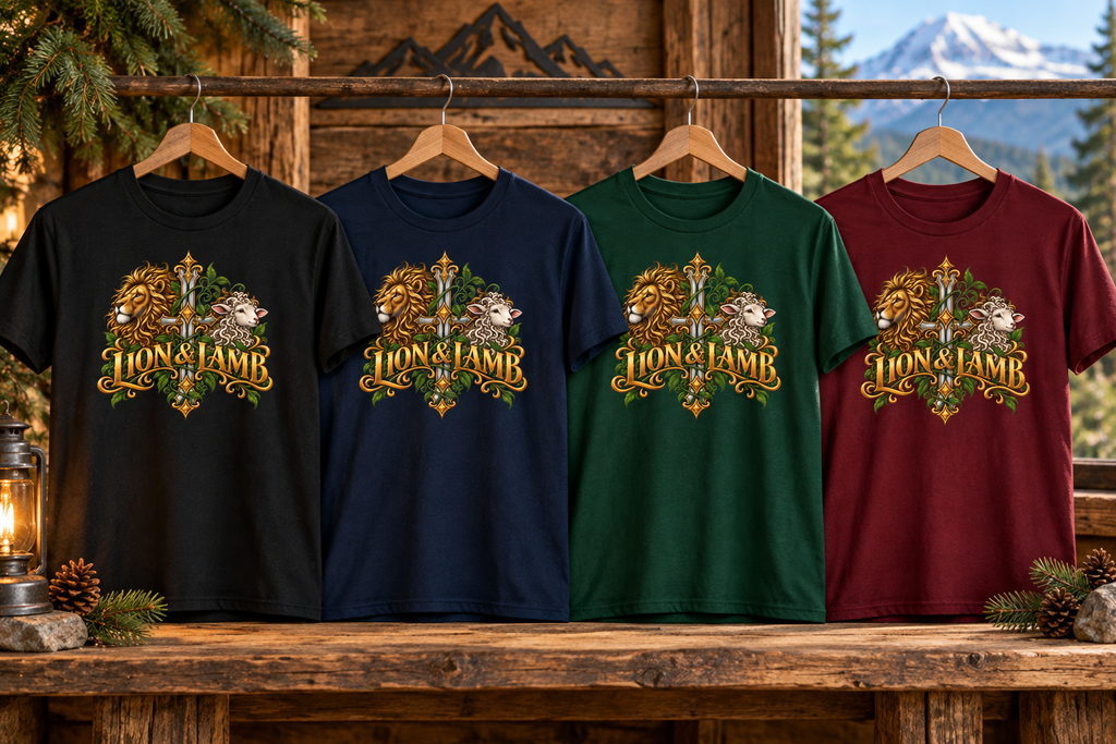 Lion & Lamb Ornate Christian Cross Unisex Heavy Cotton T-Shirt
