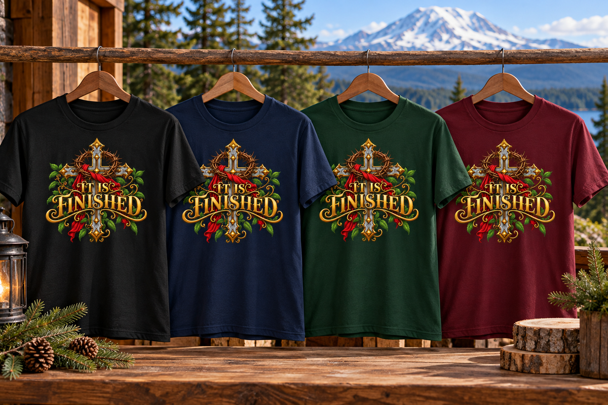 It Is Finished Ornate Christian Cross Unisex Heavy Cotton T-Shirt