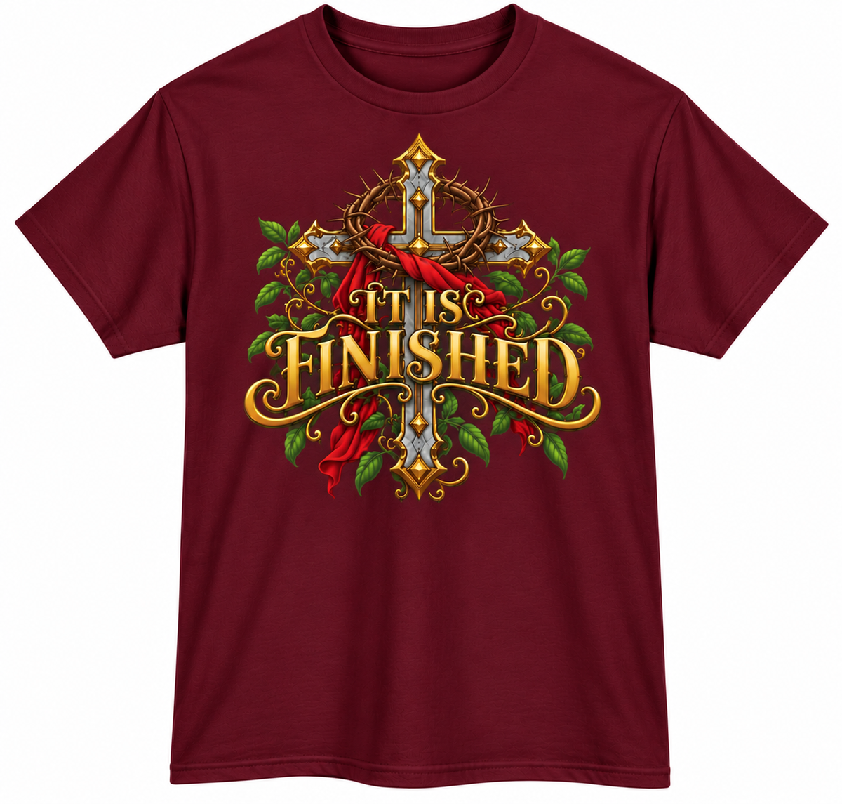 It Is Finished Ornate Christian Cross Unisex Heavy Cotton T-Shirt