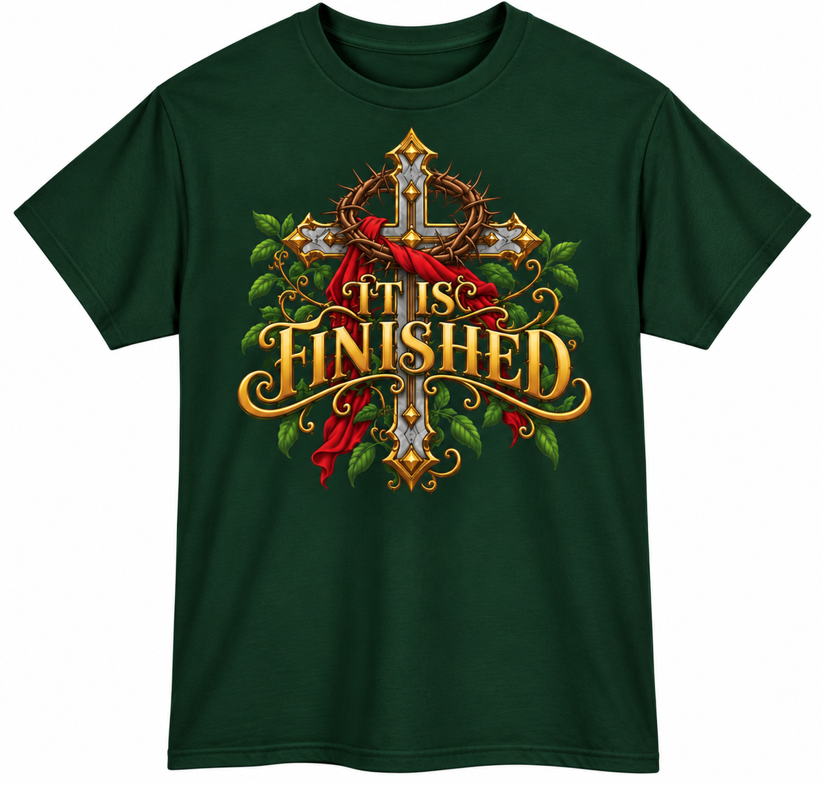 It Is Finished Ornate Christian Cross Unisex Heavy Cotton T-Shirt