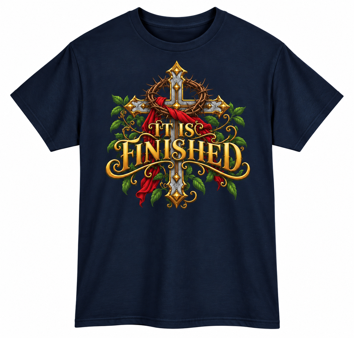It Is Finished Ornate Christian Cross Unisex Heavy Cotton T-Shirt