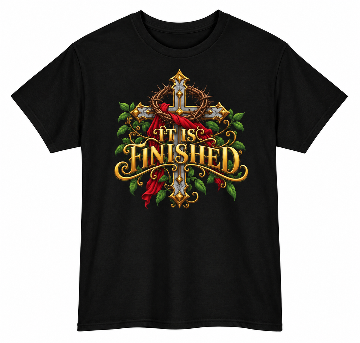 It Is Finished Ornate Christian Cross Unisex Heavy Cotton T-Shirt
