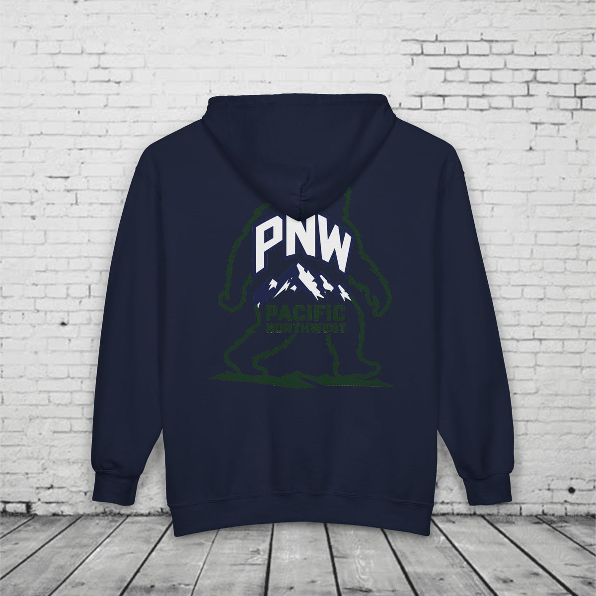PNW Sasquatch Full Zip Hoodie – Pacific Northwest Bigfoot Mountain Graphic Sweatshirt