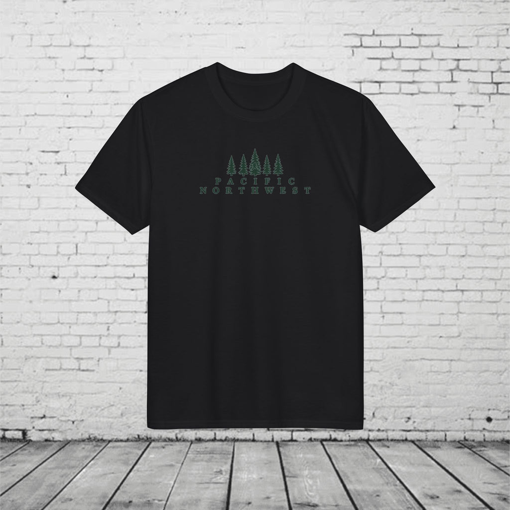 Pacific Northwest Evergreen Sasquatch T-Shirt – Minimalist PNW Forest Tee