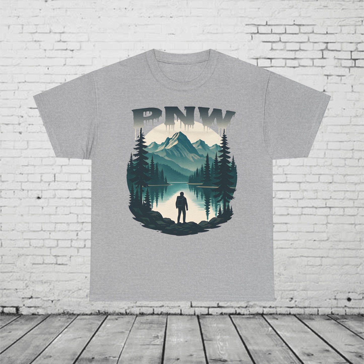 PNW Mountain Hiking Shirt, Pacific Northwest Nature Tee, Wilderness Adventure Graphic T-Shirt, Outdoors Landscape Unisex Top