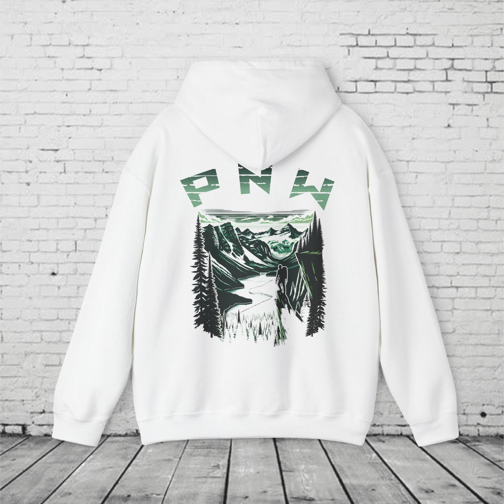 Pacific Northwest Adventure Hoodie – PNW Mountain Climber Graphic Hooded Sweatshirt