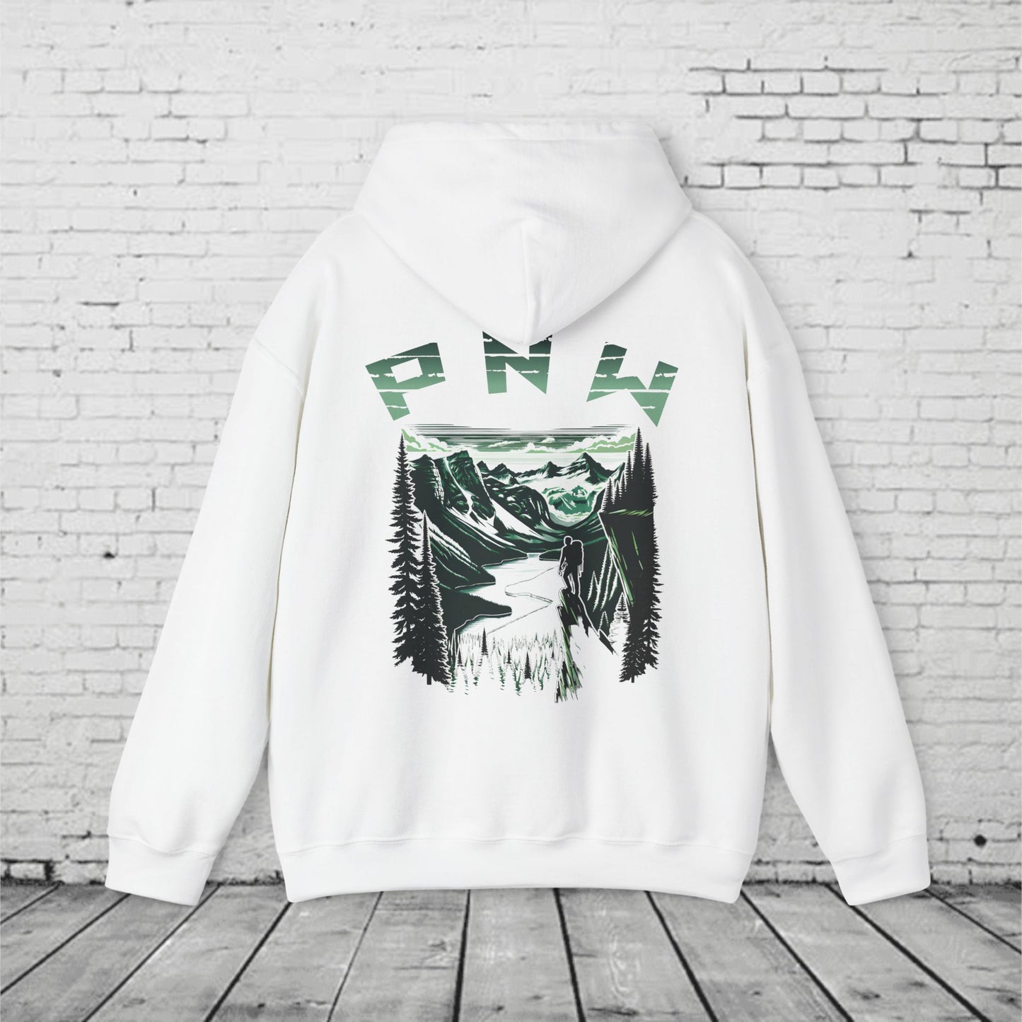 Pacific Northwest Adventure Hoodie – PNW Mountain Climber Graphic Hooded Sweatshirt
