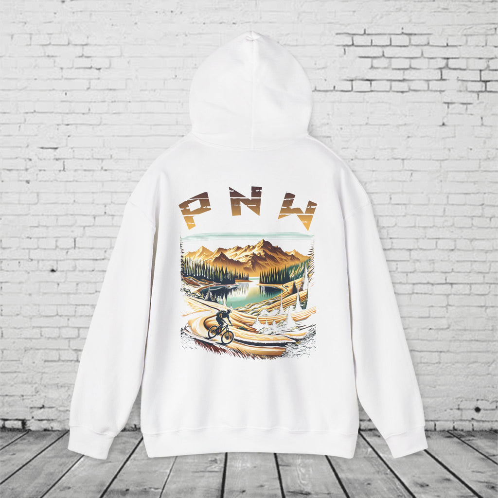PNW Mountain Biking Hoodie – Retro Pacific Northwest MTB Adventure Sweatshirt