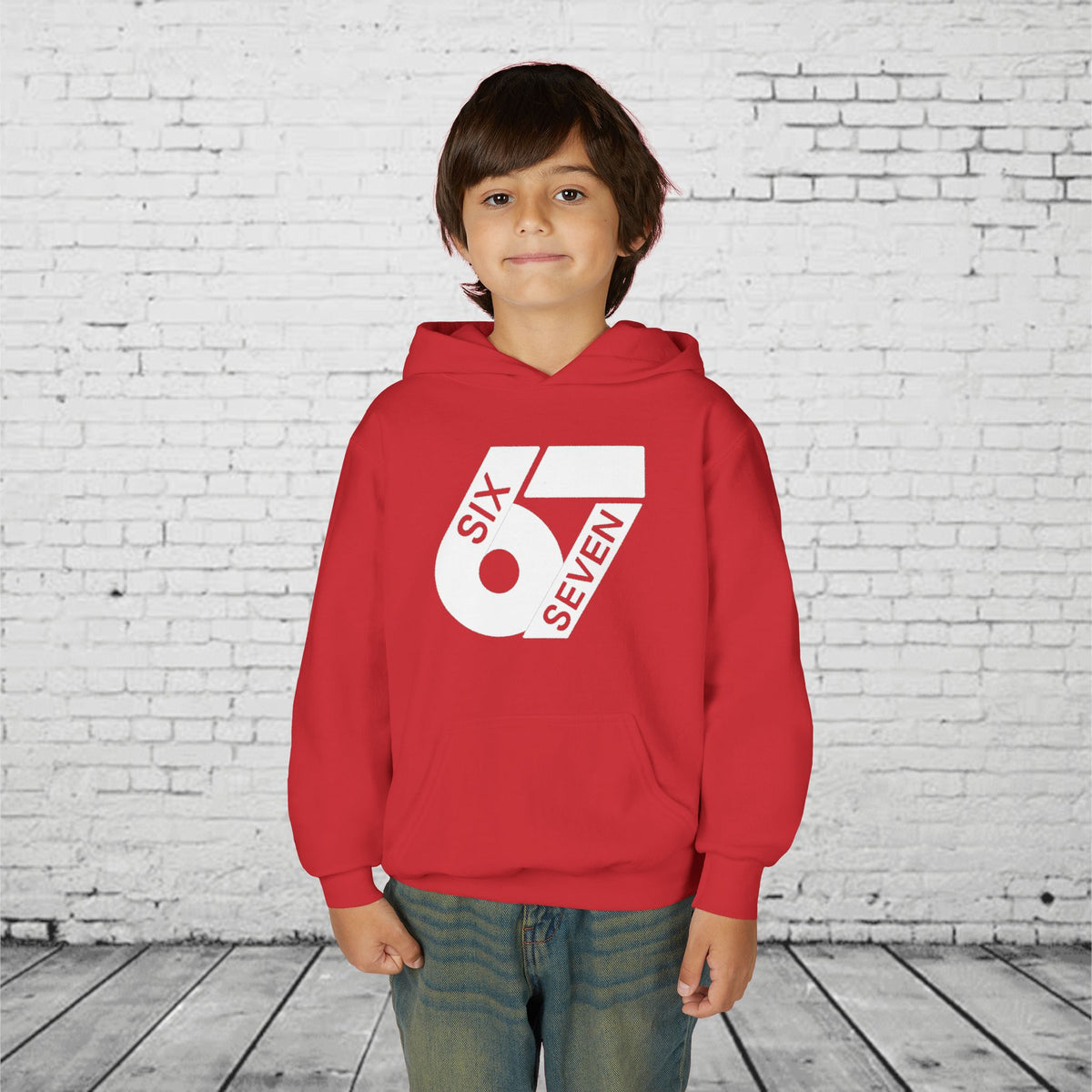 Kids 6 7 Hoodie | Modern Bold Number Graphic | SIX SEVEN Minimalist Hoodie for Boys Girls | Birthday Gift | Cool Number Shirt Style