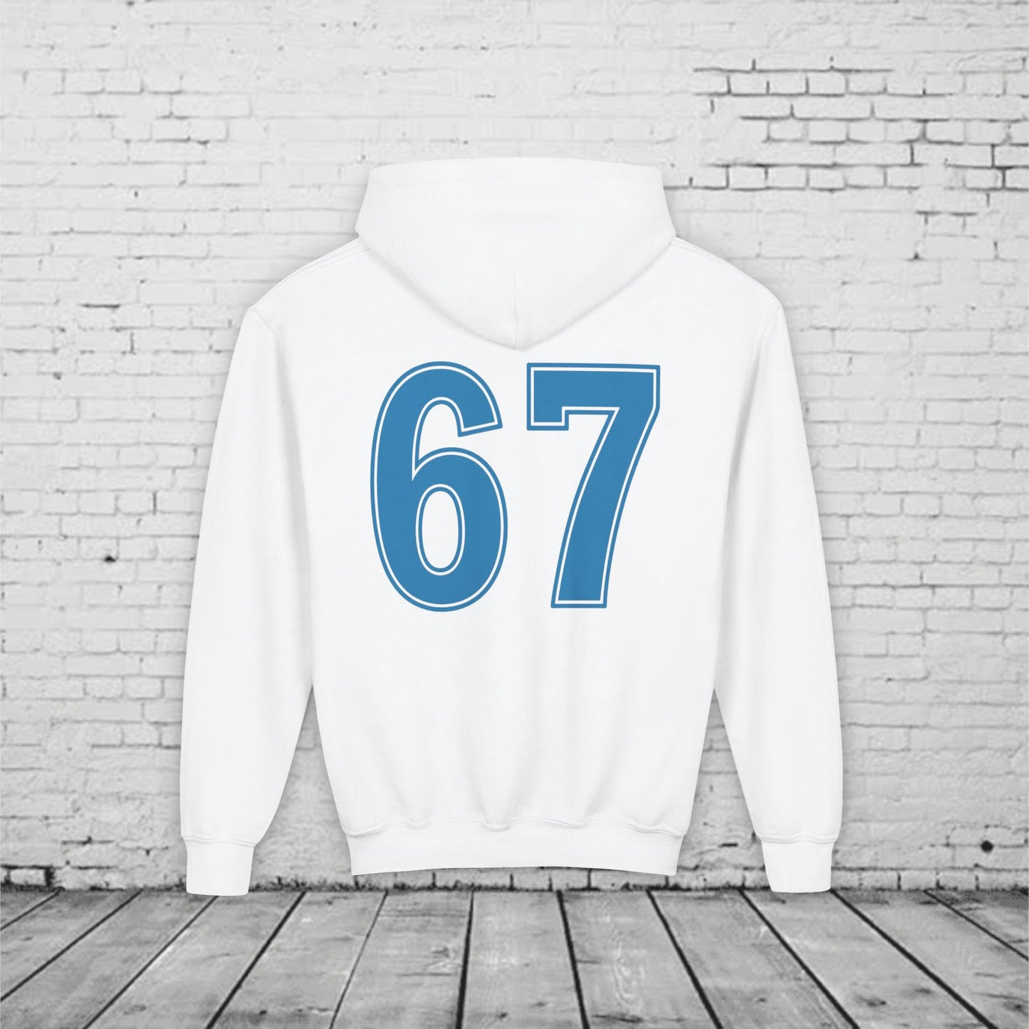 6 7 Kids Hoodie | Charlotte Hornets Blue Number Hoodie | Youth Sports Team Style Sweatshirt | Bold Blue 6 7 Hoodie for Boys & Girls