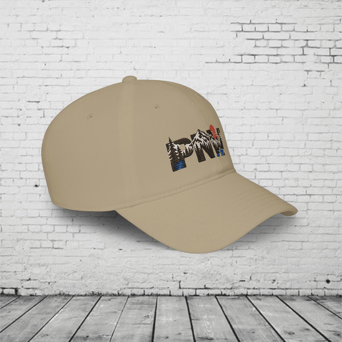 PNW Landscape Embroidered Low Profile Cap – Pacific Northwest Mountain Forest Dad Hat